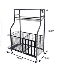 Mythinglogic Sports Organizers Rack with Wheels for Garage, Large Capacity Sports Equipment Storage Rack