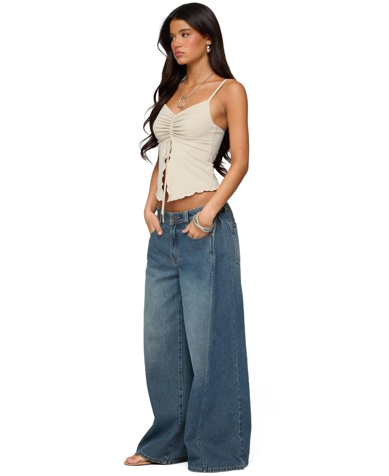Edikted Women's Landon Drawstring Split Front Top