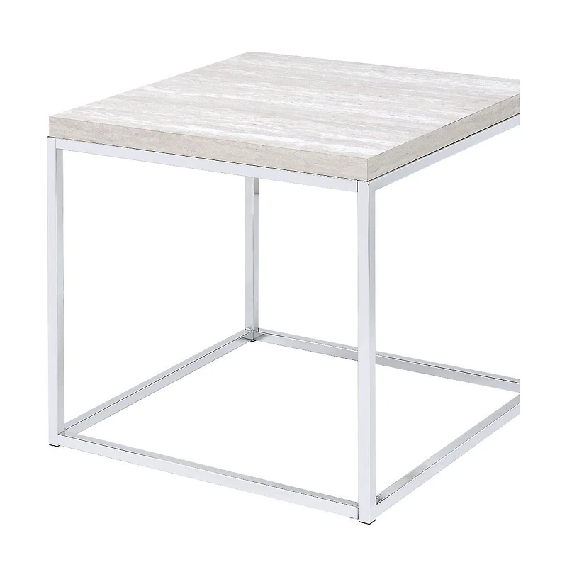Industrial Square End Table with Wood Top and Metal Frame