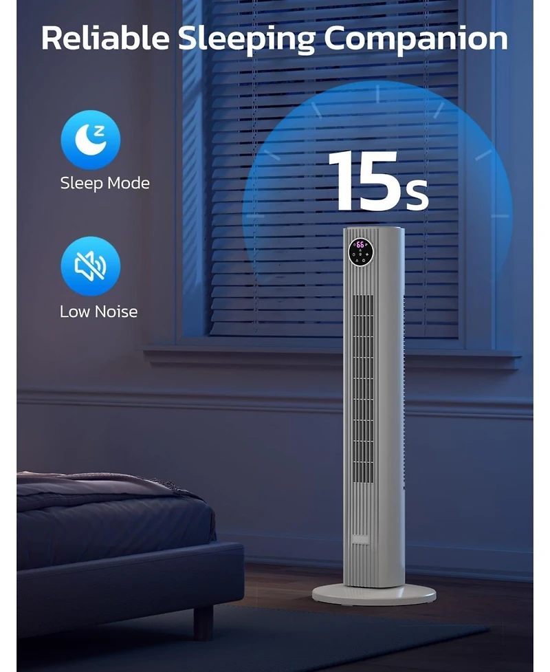 Cowsar Tower Fan for Bedroom, 90° Oscillating Fan with 12H Timer, 37”Standing Fans with Remote, Bladeless Fan with 4 Modes & 3 Speeds