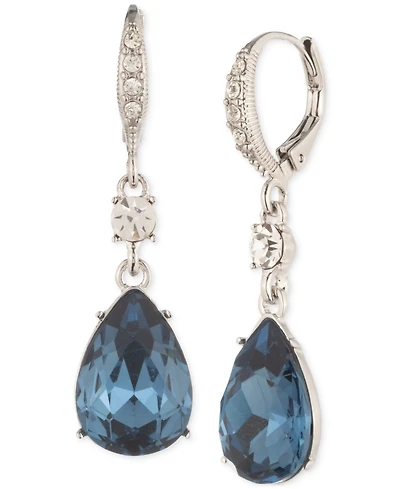 Givenchy Silver-Tone Pear-Shape Color Crystal Drop Earrings