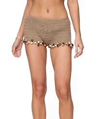 Edikted Women's Kairi Bead Crochet Shorts