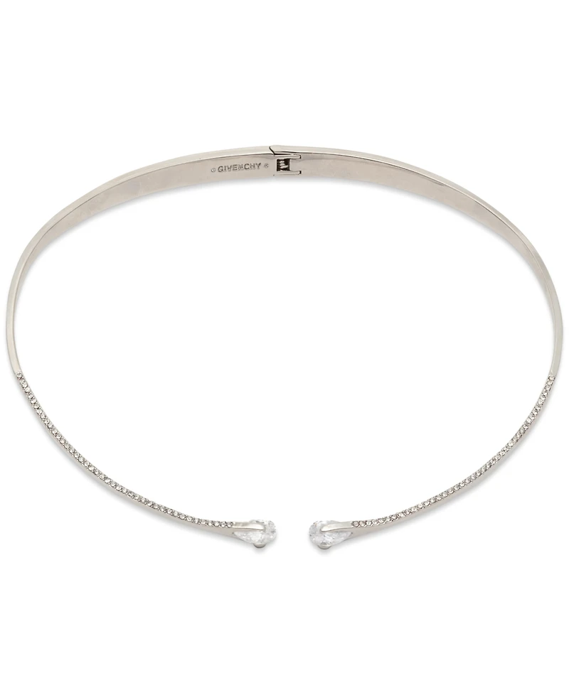 Givenchy Silver-Tone Pave & Pear-Shape Cubic Zirconia 16" Structured Collar Necklace