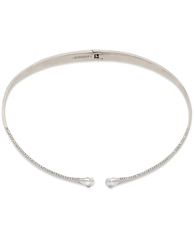 Givenchy Silver-Tone Pave & Pear-Shape Cubic Zirconia 16" Structured Collar Necklace
