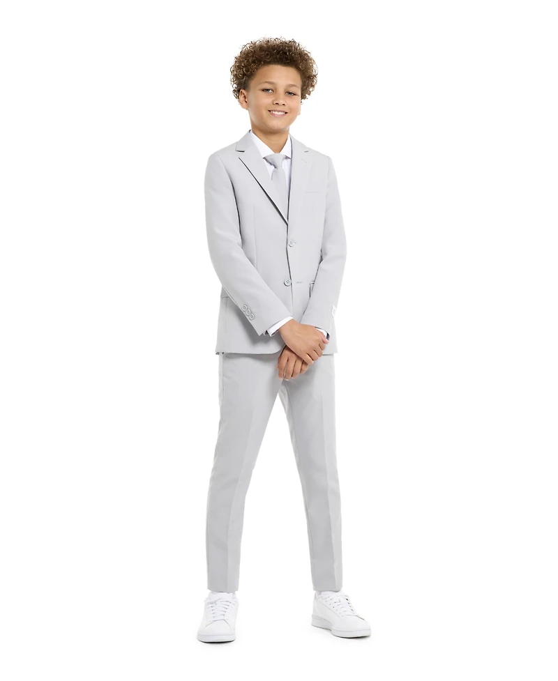 Opposuits Big Boys Groovy Grey Slim Fit Solid Suit Including Blazer, Pants and Clip-On-Tie