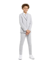 Opposuits Big Boys Groovy Grey Slim Fit Solid Suit Including Blazer, Pants and Clip-On-Tie