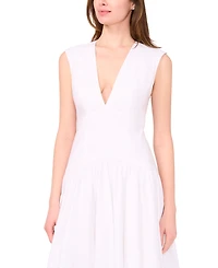 Parker The Abria Cotton Plunging-Neck Drop-Waist Midi Dress