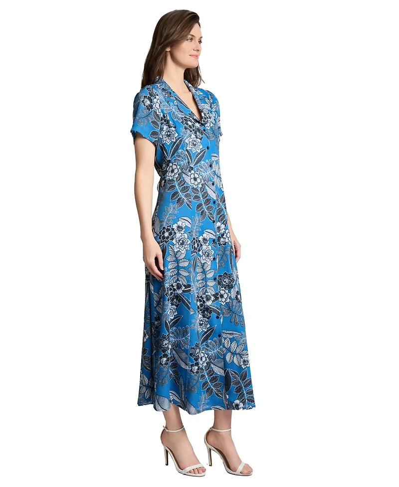 Jones New York Women's Printed Collared Button-Front Dress