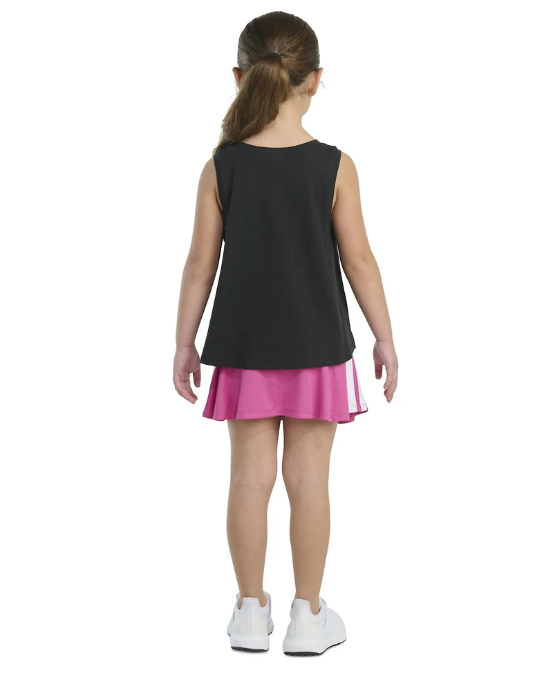 adidas Toddler and Little Girls 2-Piece Waist Tank and 3-Stripe Skort Set
