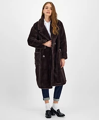 Jou Juniors' Faux-Fur Double-Breasted Coat, Created for Macy's