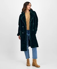 Jou Juniors' Faux-Fur Double-Breasted Coat, Created for Macy's