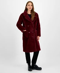 Jou Juniors' Faux-Fur Double-Breasted Coat, Created for Macy's