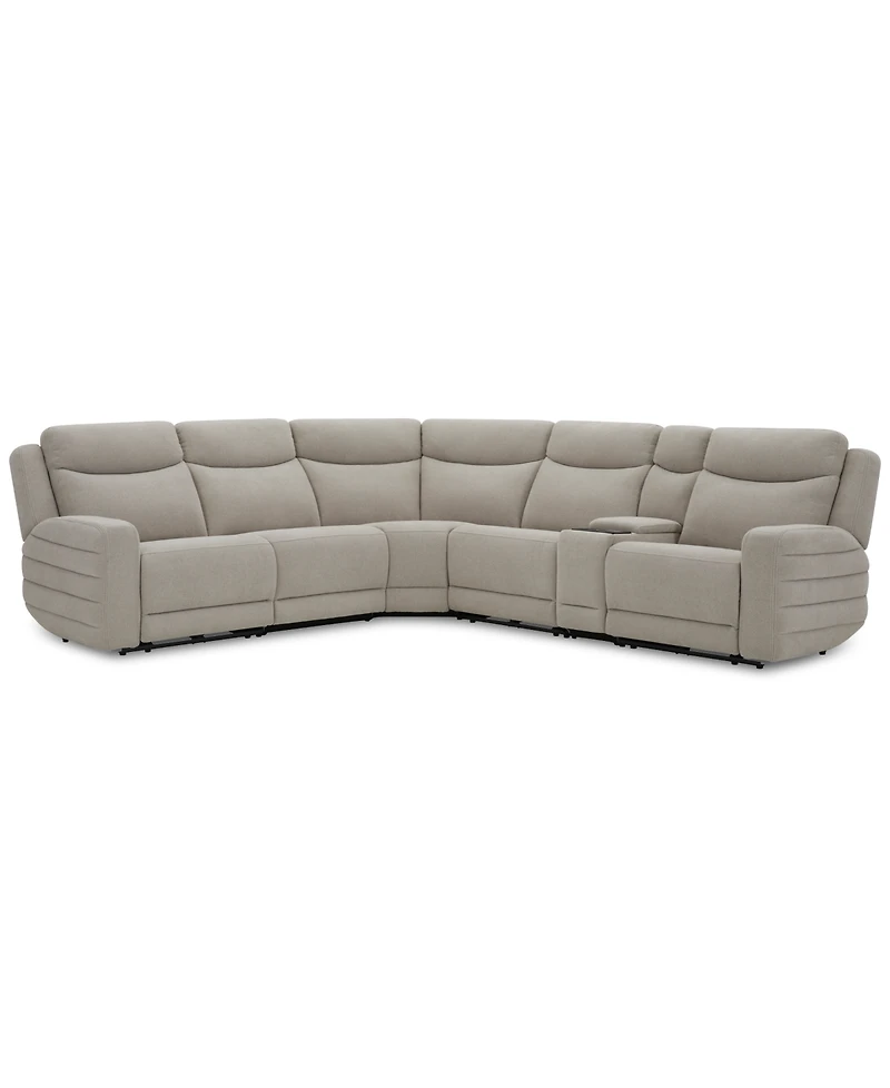 Kristyan 6-Pc. Fabric Sectional with 3 Power Motion Chairs and Console, Exclusively at Macy's