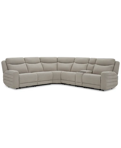 Kristyan 6-Pc. Fabric Sectional with 3 Power Motion Chairs and Console, Exclusively at Macy's