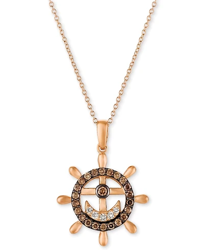 Le Vian Chocolatier Chocolate Diamond & Vanilla Diamond Nautical 20" Pendant Necklace in 14k Rose Gold