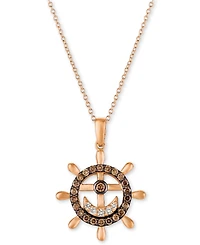 Le Vian Chocolatier Chocolate Diamond & Vanilla Diamond Nautical 20" Pendant Necklace in 14k Rose Gold