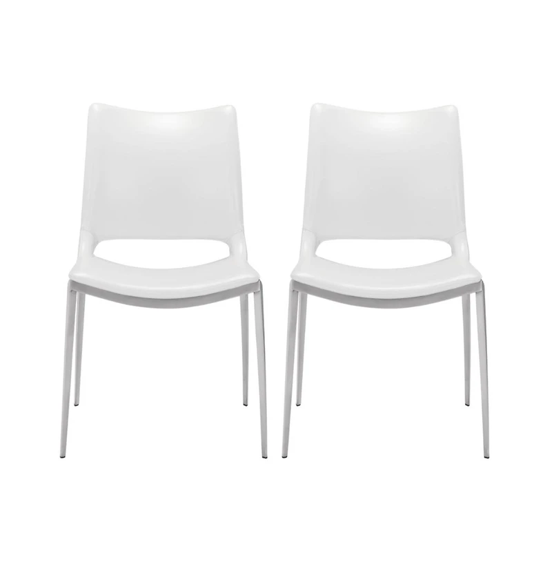 Upholstered Faux Leather Dining Chairs Set of 2 Open Back Side Chairs for Home