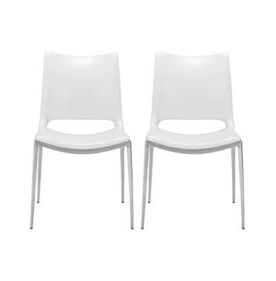 Upholstered Faux Leather Dining Chairs Set of 2 Open Back Side Chairs for Home