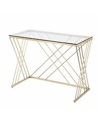 40" Clear and Gold Glass Writing Desk