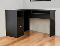 Modern L-Shaped Computer Desk with Two Storage Drawers – Corner Workstation