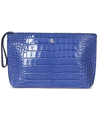 Lauren Ralph Lauren Crocodile-Embossed Leather Large Pouch