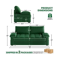 Yaheetech 2-Seater Velvet Couch with Pillow Top Arms, Blue