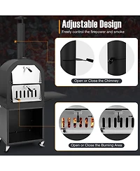 Outdoor Pizza Oven with Protective Cover and Grill Racks and Built-in Thermometer