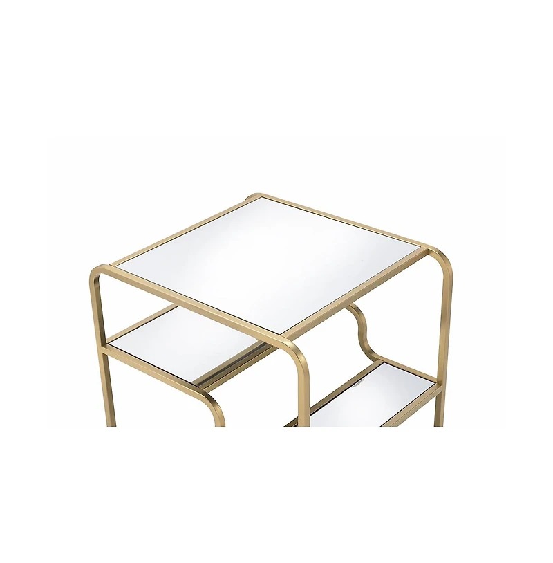 Contemporary Glass End Table with Dual Shelves for Organization