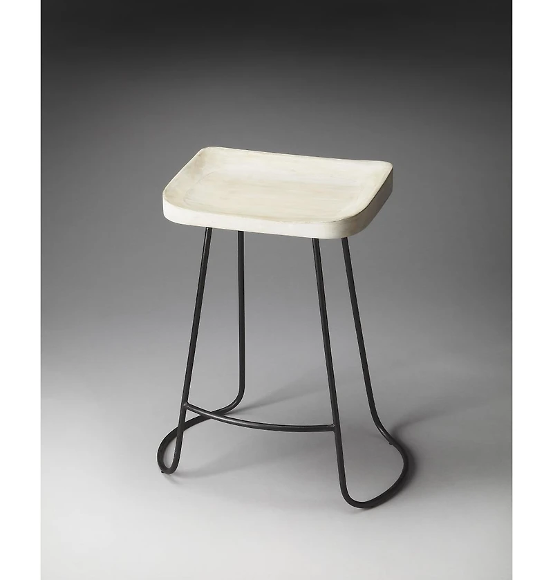 Wood and Iron Backless Counter Height Bar Chair