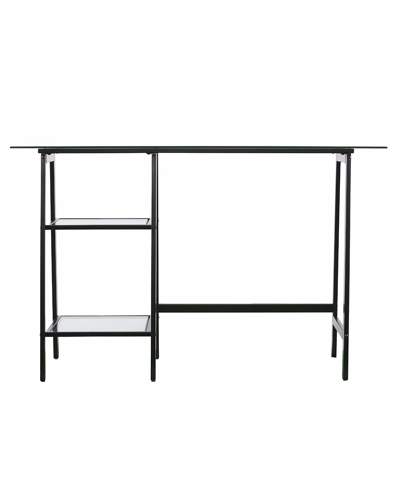 46" Clear and Black Glass Writing Desk