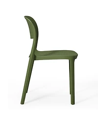 Modern Stackable Plastic Resin Patio Dining Side Chair (Set of 2)