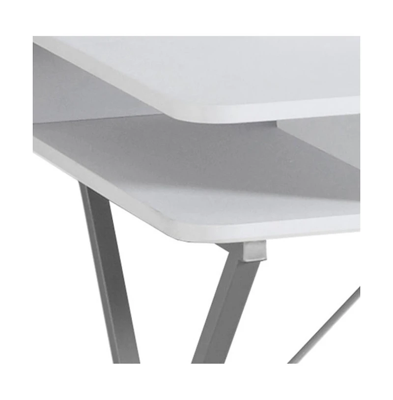 Modern Computer Desk with Sleek Metal Frame and Wood Top