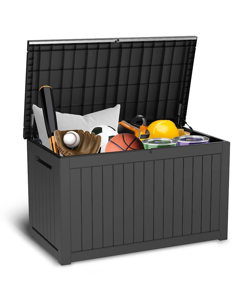 230 Gal. Black Resin Outdoor Storage Deck Box, Waterproof Large Outdoor Storgae Box