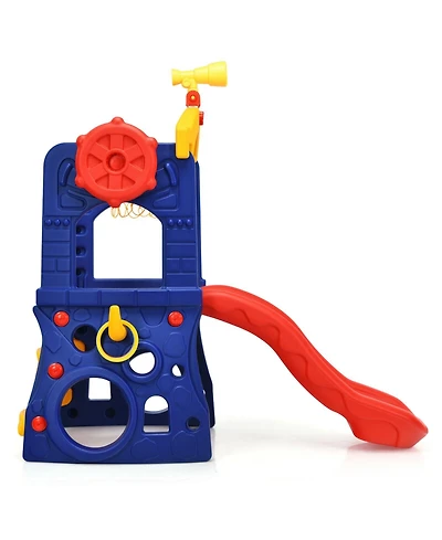 6-in-1 Freestanding Kids Slide with Basketball Hoop and Ring Toss