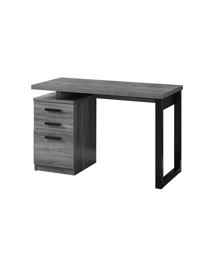24" Grey and Black Computer Desk With Three Drawers