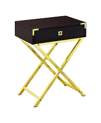 Rustic Wood and Metal End Table with Drawer – Modern Storage Solution