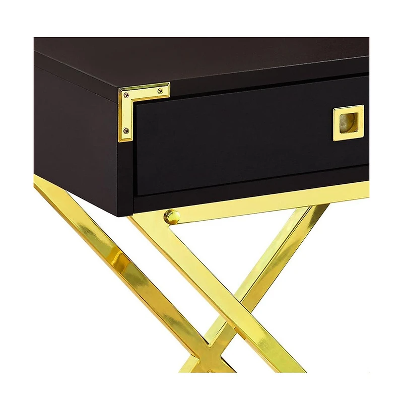 Rustic Wood and Metal End Table with Drawer – Modern Storage Solution