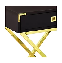 Rustic Wood and Metal End Table with Drawer – Modern Storage Solution