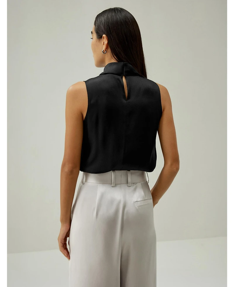 Lilysilk Women's Asymmetrical Sleeveless Cowl Neck Top