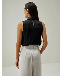 Lilysilk Women's Asymmetrical Sleeveless Cowl Neck Top