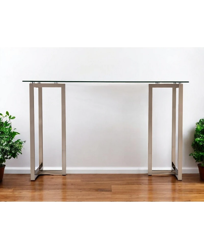 48" Clear and Champagne Glass Writing Desk