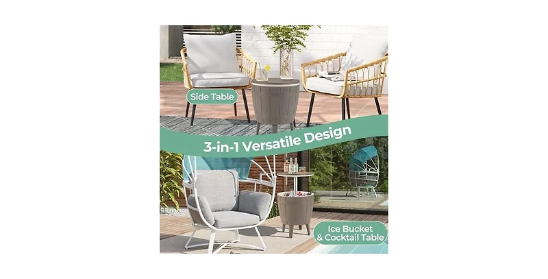 10 Gallon Cooler Bar Table Outdoor Coffee Table Ice Bucket with Telescopic Tabletop for Beer and Wine