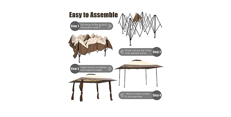 13 x 13 Feet Pop Up Gazebo Tent with Carry Bag for Patio Garden