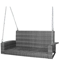 2-Person Patio Pe Wicker Hanging Porch Swing Bench Chair Cushion 800 Pounds