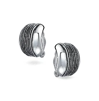 Bling Jewelry Twisted Cable Chain Clip-On Earrings for Non-Pierced Ears Oxidized Silver Brass