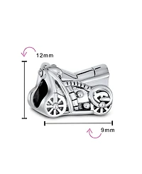 Bling Jewelry Biker Chick Motorcycle Charm Bead Oxidized Sterling Silver for European Bracelet
