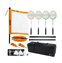 Professional Badminton Set, Outdoor Sports Net Game Set with Badminton Net, 4 Badminton Rackets, 3 Shuttlecocks, Boundary Line. Great for Backyards, P