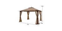 12 x 10 Feet Outdoor Double Top Patio Gazebo with Netting