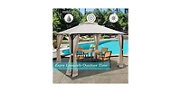 12 x 10 Feet Outdoor Double Top Patio Gazebo with Netting