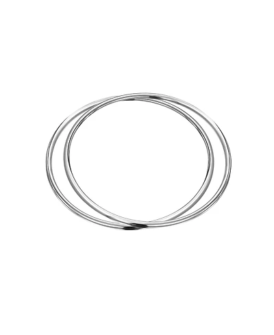 Bling Jewelry Set of 2 Stackable 3MM Polished Dome Round Edge Sterling Silver Bangle Bracelet